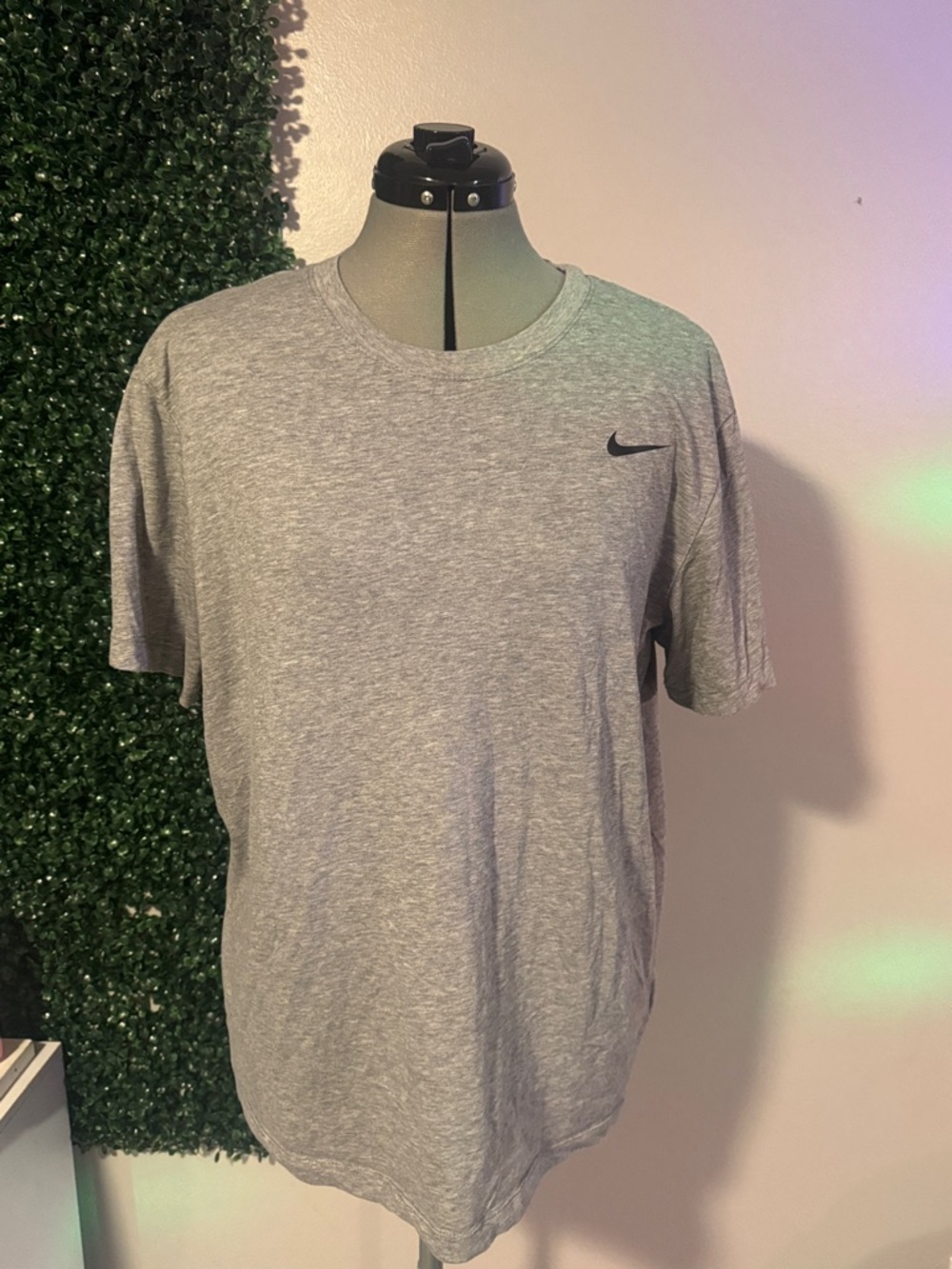 Nike Gray Short Sleeve Crew Neck Tee with Black Swoosh